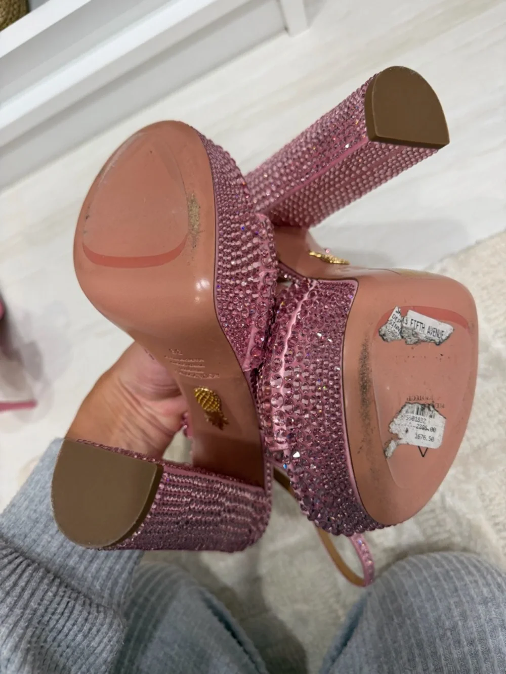 AQUAZZURA Sinner embellished satin platform sandals - Picture 5 of 7